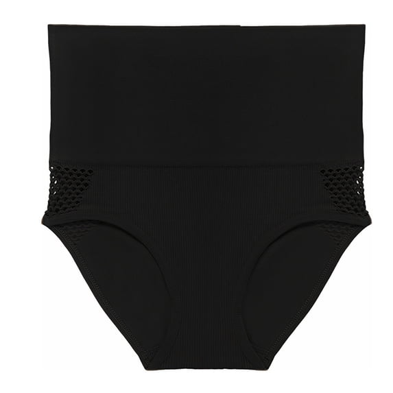 Kvture High Waist Seamless Shaping Panties for Women Tummy Control Breathable Slimming Mesh Briefs Comfortable Underwear M Black