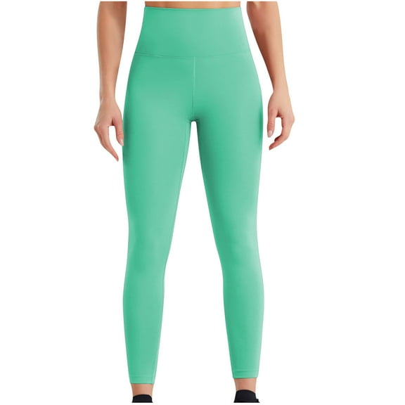 Kvture High Waisted Leggings Women Soft Elastic Tummy Control Soft Stretchy Elastic Exercise Running Yoga Pants Green S
