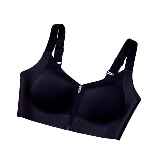 Kvture Jelly Bras for Women Push up Seamless Wireless Bra Front Zip Closure Adjustable Straps Bralettes Comfort Underwear Black Bra M