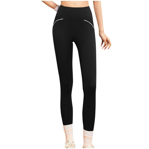 Kvture Leggings with Pockets for Women Casual Quick Dry High Waisted Leggings Tummy Control Workout Gym Running Yoga Pants Black XL