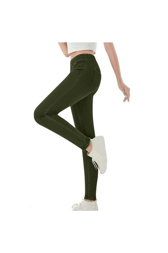 Leggings with Pockets for Women High Waisted Tummy Control Womens Athletic Workout Tight Pants for Yoga Running Gym Army Green S