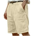 thumbnail image 1 of Kvture Linen Dress Shorts for Men Solid Color Button Zipper Work Pants Summer Loose Fit Lightweight Suit Shorts with Pockets Khaki XXXL, 1 of 6
