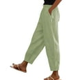 thumbnail image 1 of Kvture Linen Pants Women Summer High Elastic Waist Drawstring Palazzo Pants Straight Leg Slacks with Pockets Green XXXXXL, 1 of 5