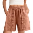 thumbnail image 1 of Kvture Linen Shorts for Women Wide Leg Ruffle Shorts High Elastic Waist Short Pants Summer Casual Short Pants with Pockets Orange L, 1 of 5