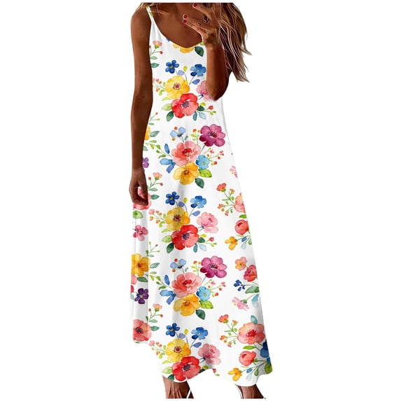 Kvture Maxi Dresses for Women Beach Summer Fashion Graphic Flowy Summer Long Dress Casual Loose Fit Maxi Dress Orange