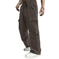 thumbnail image 1 of Kvture Men Loose Straight Cargo Pants Casual Solid Color Mid Rise Drawstring Hiking Jogging Trousers with Multiple Pockets Dark Gray XXL, 1 of 4