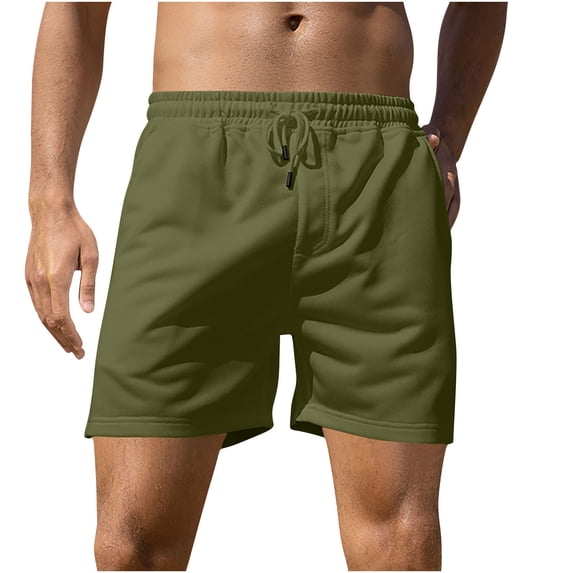 Kvture Men's Athletic Running Shorts Elastic Waist Short Breathable Workout Short Tennis Gym Shorts Baggy Lightweight Pants Army Green XL
