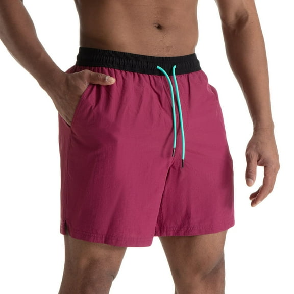 Kvture Men's Athletic Running Shorts Quick Dry Lightweight Shorts Color Block Drawstring Short for Sports Gym Basketball Hiking Hot Pink XL