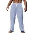 thumbnail image 1 of Kvture Men's Baggy Pants High Waist Wide Leg Lightweight Pant Casual Comfy Breathable Fall Daily Trousers Light Blue M, 1 of 3