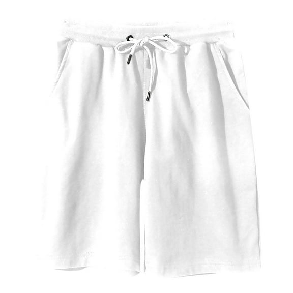 Kvture Men's Big & Tall Beach Shorts Summer Loose Lightweight Breathable Shorts Solid Color Stretchy Drawstring Athletic Shorts with Pockets White L