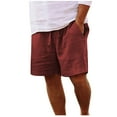 thumbnail image 1 of Kvture Men's Big And Tall Casual Shorts Stretchy Drawstring Athletic Shorts with Pockets Summer Loose Lightweight Jogger Shorts Solid Color Workout Shorts Wine XXXXL, 1 of 6
