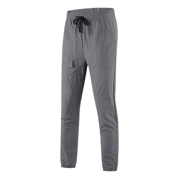 Kvture Men's Cargo Hiking Pants Quick Dry Outdoor Straight Leg Trousers with Multiple Pockets Baggy Drawstring Jogger Pants Gray XL