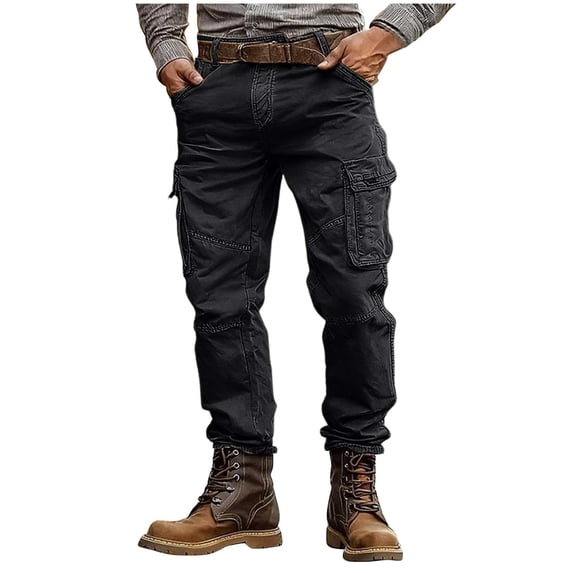 Kvture Men's Cargo Pants High Waisted Lightweight Tactical Work Pants for Outdoor Hiking Black 36