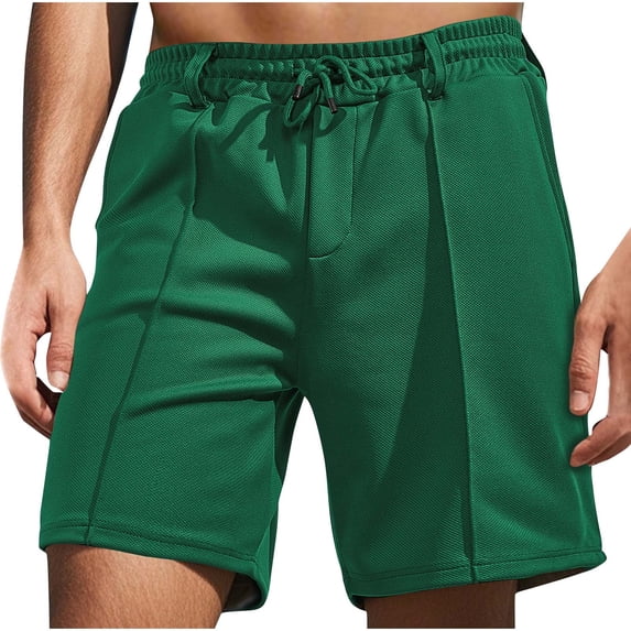 Kvture Men's Casual Quick-Drying Mesh Shorts Solid Drawstring Elastic Waistband Yoga Short Workout Gym Jogger Shorts Green XL