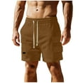thumbnail image 1 of Kvture Men's Corduroy Cargo Shorts Fashion Vintage Drawstring Waist Shorts Pant with Pockets Khaki M, 1 of 9