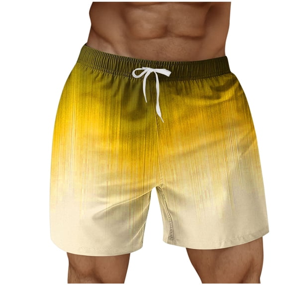 Kvture Men's Drawstring Swim Trunks Breathable Stretch Quick Dry Board Shorts for Beach Swimming Surfing Running with Pocket Yellow XXXXXL