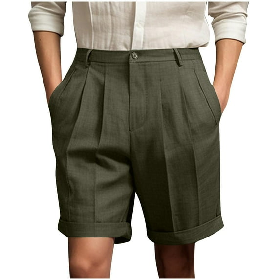 Kvture Men's Golf Dress Shorts Pleated Lightweight Suit Shorts Casual Loose Fit Button Zipper Beach Shorts with Pockets Mint Green M