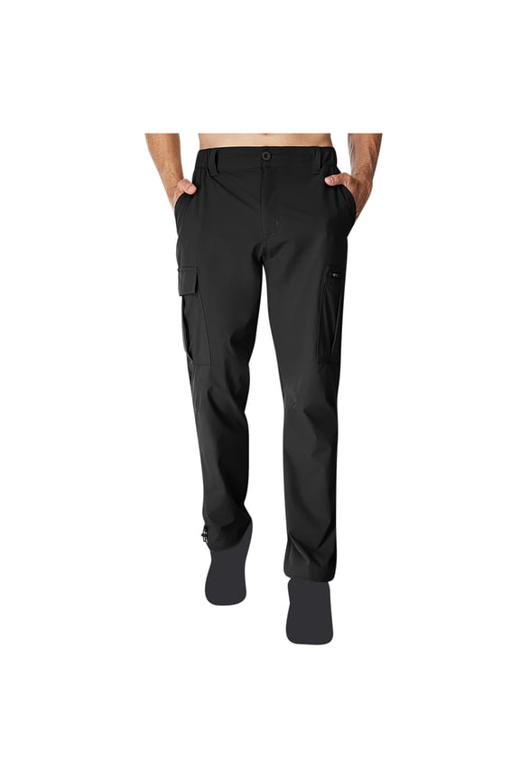 Men's Hiking Cargo Pants Straight Water Resistant Lightweight Pant Casual Breathable Outdoor Trouser with Pockets Black S