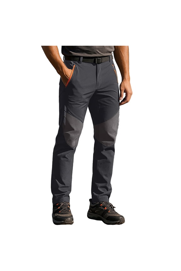 Men's Hiking Pants Waterproof Climbing Pants Outdoor Camping Fishing Trousers with Zipper Pockets Black XXXL