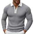 thumbnail image 1 of Kvture Men's Knit Golf Shirts Business Casual 1/4 Zip Collar Tshirt Summer Tee Long Sleeve Classic Color Block Tees Gray Pullover XXXL, 1 of 5
