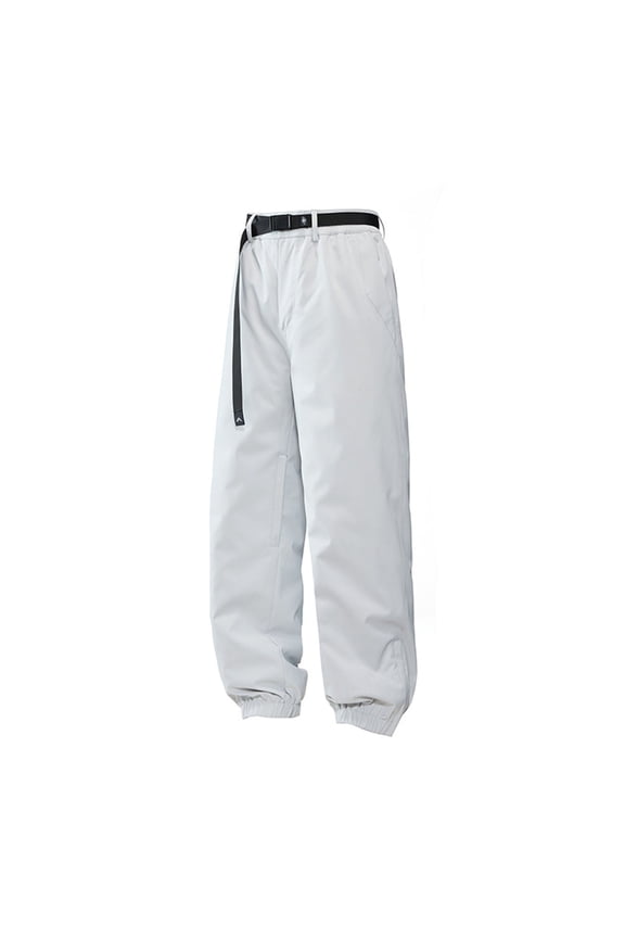 Men's Snow Pants Waterproof Windproof Lightweight Elastic Waistband Baggy Casual Skiing Pants for Men White M