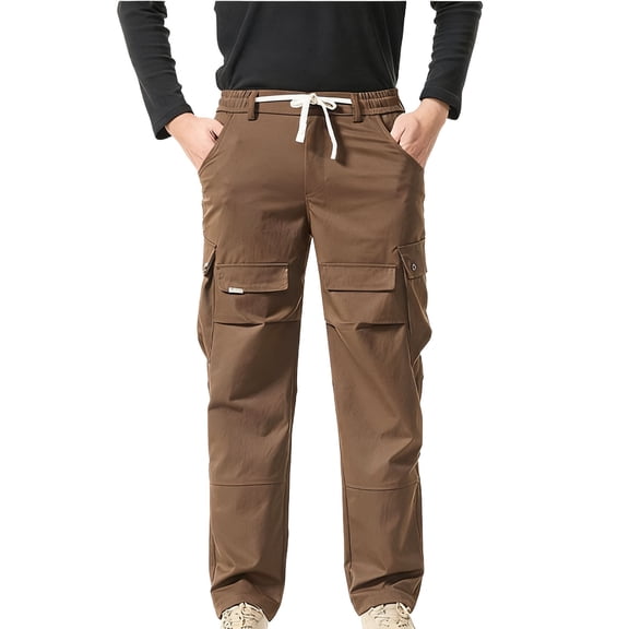 Kvture Men's Tactical Pants Ripstop Stretch Water Resistant with Multi-Pockets Cargo Work Pants Military Hiking Outdoor Coffee M