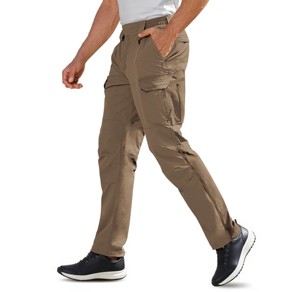Kvture Men's Tactical Pants Water Resistant Ripstop Cargo Pants Lightweight Work Hiking Pants Outdoor Apparel Khaki XXL