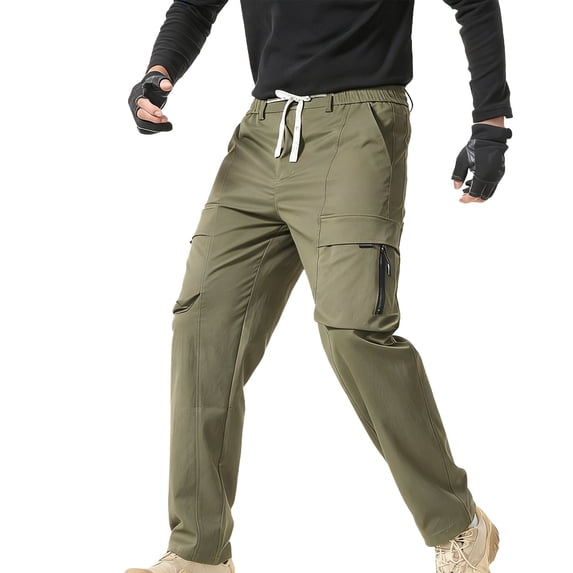 Kvture Men's Tactical Pants Water Resistant Ripstop Cargo Work Lightweight Hiking Pants with Multi Pockets for Outdoor Climbing Army Green L