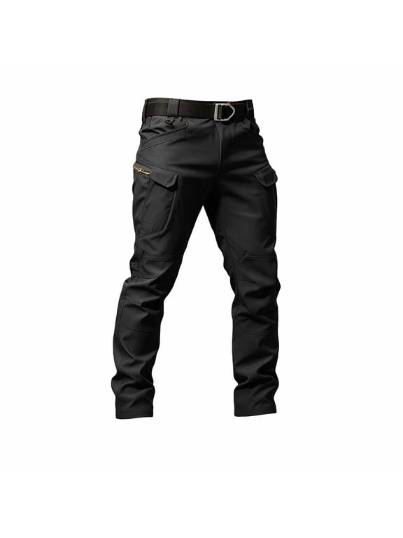 Men's Tactical Waterproof Ripstop Cargo Pants Stretchy Quick Dry Utility Work Trousers Outdoor Hiking Travel Pants Black