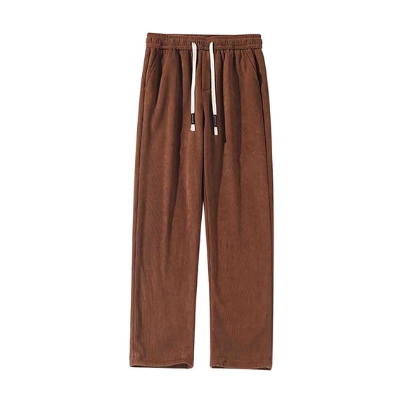 Kvture Men's Wide Leg Baggy Sweatpants Drawstring Elastic Waist Athletic Trousers with Pockets Streetwear Coffee XL