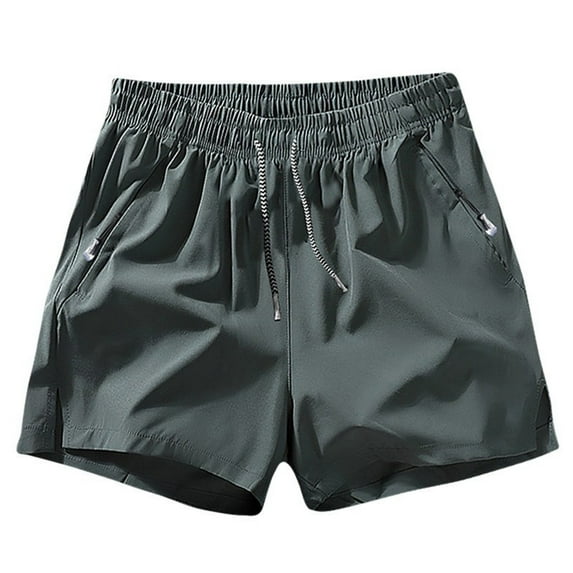 Kvture Mens Athletic Shorts Summer Cool Ice Silk Quick Dry Pants Stretchy Waisted Drawstring Workout Shorts Big And Tall Solid Color Jogger Pants with Pockets Army Green XL
