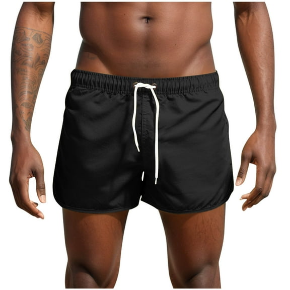 Kvture Mens Beach Shorts Stretchy Drawstring Swim Shorts Big And Tall Loose Lightweight Vacation Shorts Summer Lounge Shorts with Pockets Black L