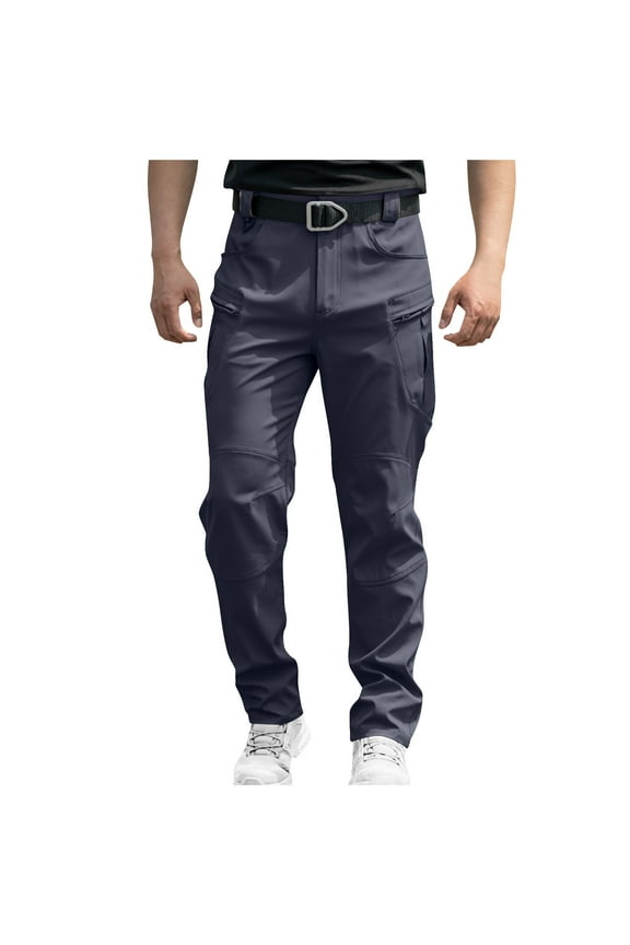 Mens Cargo Pants Durable Ripstop Tactical Pants with Multi Pockets Loose Fit Outdoor Hiking Work Pants Navy M
