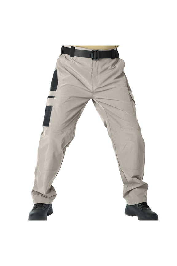 Mens Cargo Pants Water Resistant Hiking Tactical Work Pants Manly Outdoor Ripstop Performance Training Jogger Stretch Khaki L