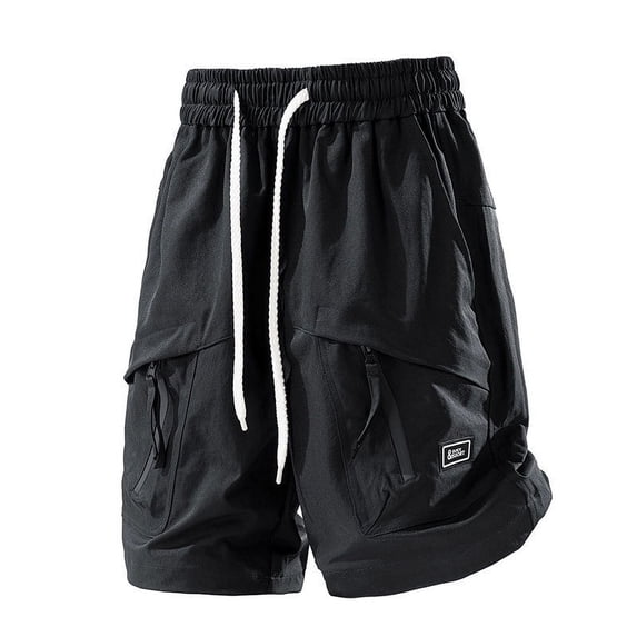 Kvture Mens Cargo Shorts Lightweight Stretch Hiking Short Gym Casual Shorts Elastic Waistband Black M