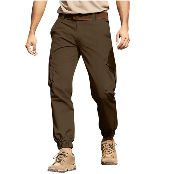 Kvture Mens Cargo Work Pants Fashion Ripstop Tapered Pant Lightweight Water Resistant Hiking Trousers Brown XXXXXL