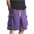 thumbnail image 1 of Kvture Mens Baggy Shorts Casual Loose Fit Cargo Short Pants Drawstring Elastic Waist Athletic Workout Gym Pant Purple XXXXL, 1 of 7