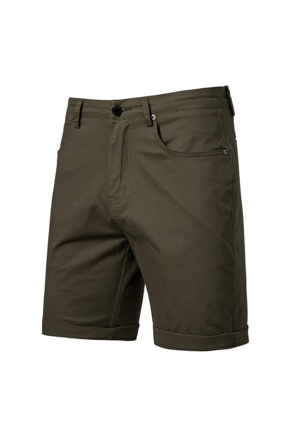 Mens Casual Shorts Shorts for Men Flat Front Summer Walking Slacks Classic Fit Straight Leg Lightweight Bottoms Army Green 32