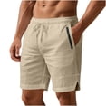thumbnail image 1 of Kvture Mens Cotton Linen Shorts Casual Drawstring Elastic Waist Shorts Stretch Summer Beach Wear Vacation Shorts Beige XL, 1 of 9