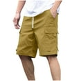 thumbnail image 1 of Kvture Mens Shorts Twill Cargo Shorts Elastic Waist Drawstring Shorts Solid Color Loose Cargo Stretch Short Bermuda Shorts with Multi Pockets Brown XXL, 1 of 7