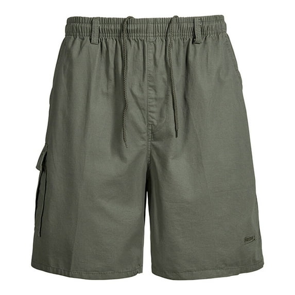 Kvture Mens Twill Cargo Shorts Elastic Waisted Drawstring Work Pants Big And Tall Solid Color Shorts with Pockets Casual Loose Outdoor Shorts Army Green XL