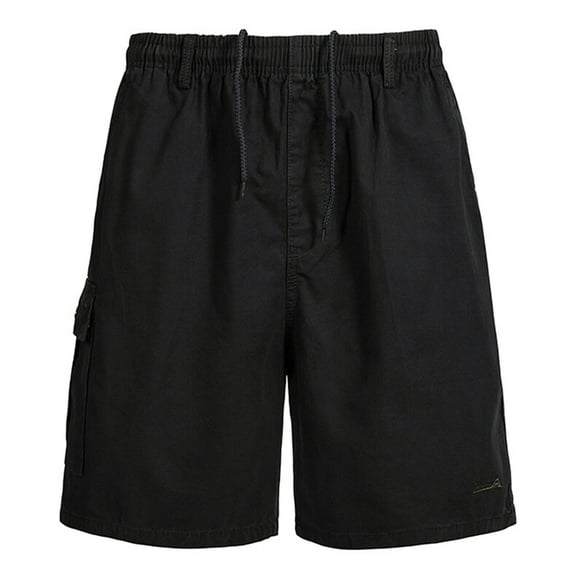Kvture Mens Twill Cargo Shorts Elastic Waisted Drawstring Work Pants Big And Tall Solid Color Shorts with Pockets Casual Loose Outdoor Shorts Black XL