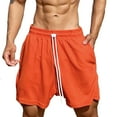 thumbnail image 1 of Kvture Mens Waffle Workout Shorts Summer Loose Breathable Knee Length Shorts Stretchy Drawstring Athletic Shorts with Pockets Orange XXL, 1 of 8