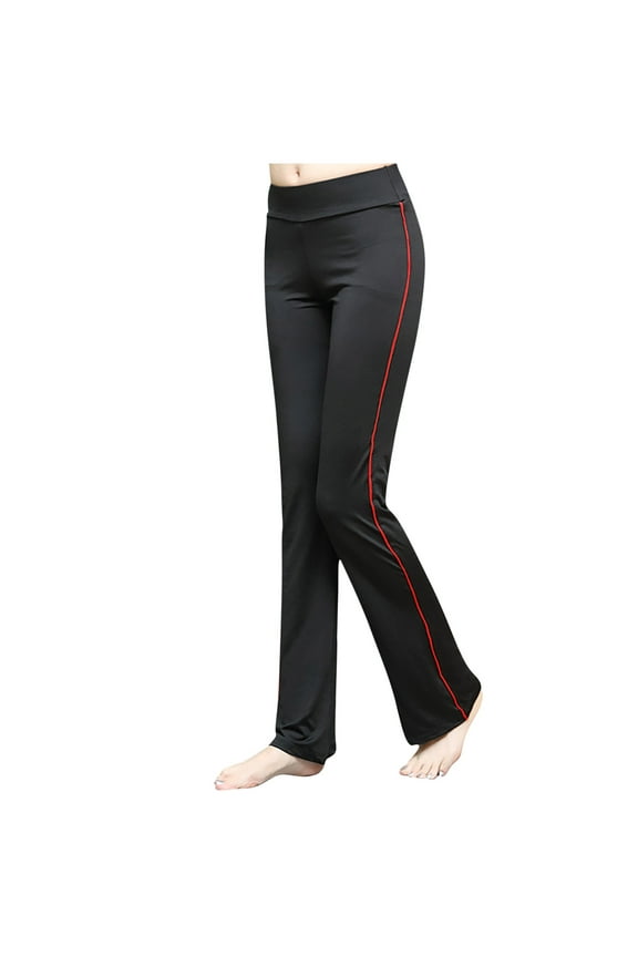 Mid Rise Yoga Pants for Women Stretch Full Length Casual Leggings Tummy Control Running High Waist Trousers Red M