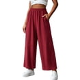 thumbnail image 1 of Kvture Palazzo Pants for Women Wide Leg High Waisted Slack Summer Flowy Casual Clothes with Pockets Red Pant XXL, 1 of 6