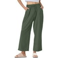 thumbnail image 1 of Kvture Plus Size Linen Pants for Women Summer Wide Leg High Waisted Cropped Capri Pants Drawstring Palazzo Pants with Pockets Army Green XXXXXL, 1 of 7