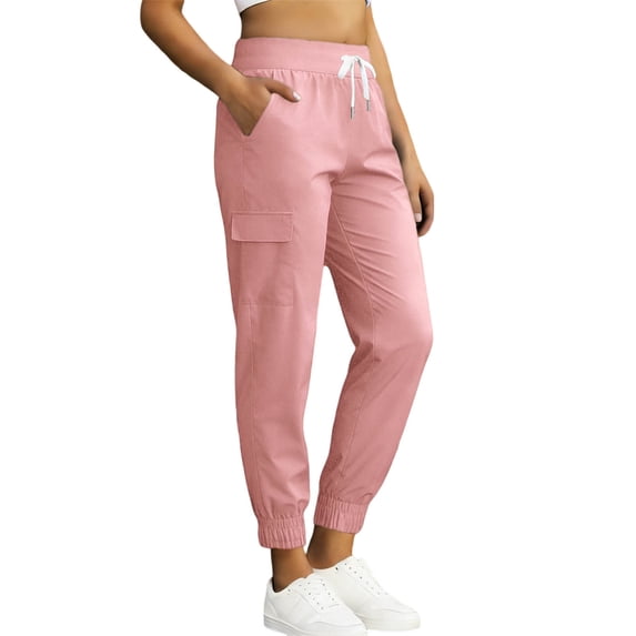 Kvture Rash Guard Pants for Women High Waist Drawstring Quick Dry Jogger Pants Casual Daily Hiking Outdoor Trousers Pink Pant S
