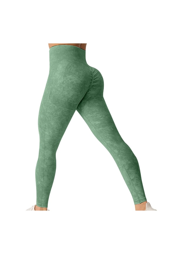 Scrunch Butt Lifting Leggings for Women Tummy Control High Waisted Athletic Yoga Pants Seamless Fitness Booty Tights Green M