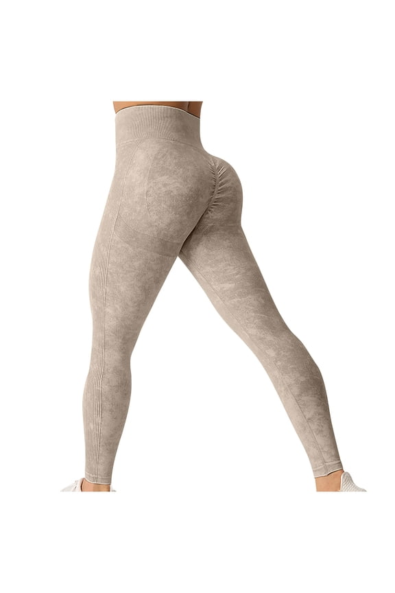 Scrunch Butt Lifting Leggings for Women Tummy Control High Waisted Athletic Yoga Pants Seamless Fitness Booty Tights Khaki S