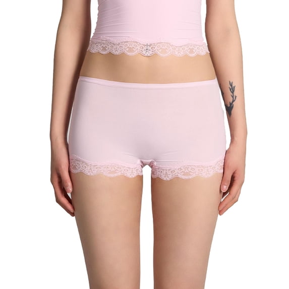 Kvture Shorts Underwear for Women Lace Trim Full Coverage Boxer Briefs Low Rise Seamless Soft Breathable M